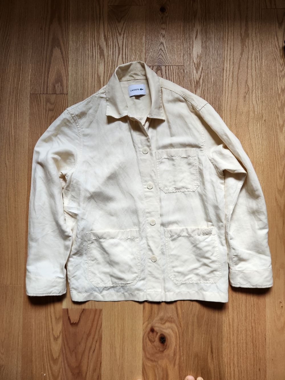 Lacoste Cream Lightweight Linen Blend Chorecoat/Shirt Jacket